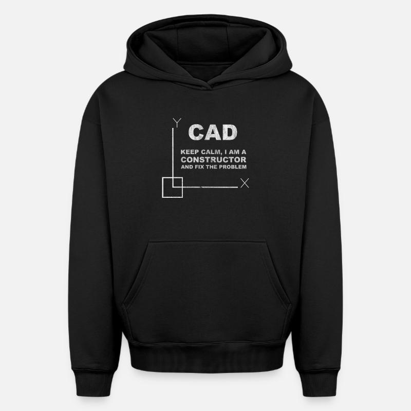 CAD Keep Calm Constructor Engineering - Oversized Heavyweight Unisex Hoodie - Schwarz