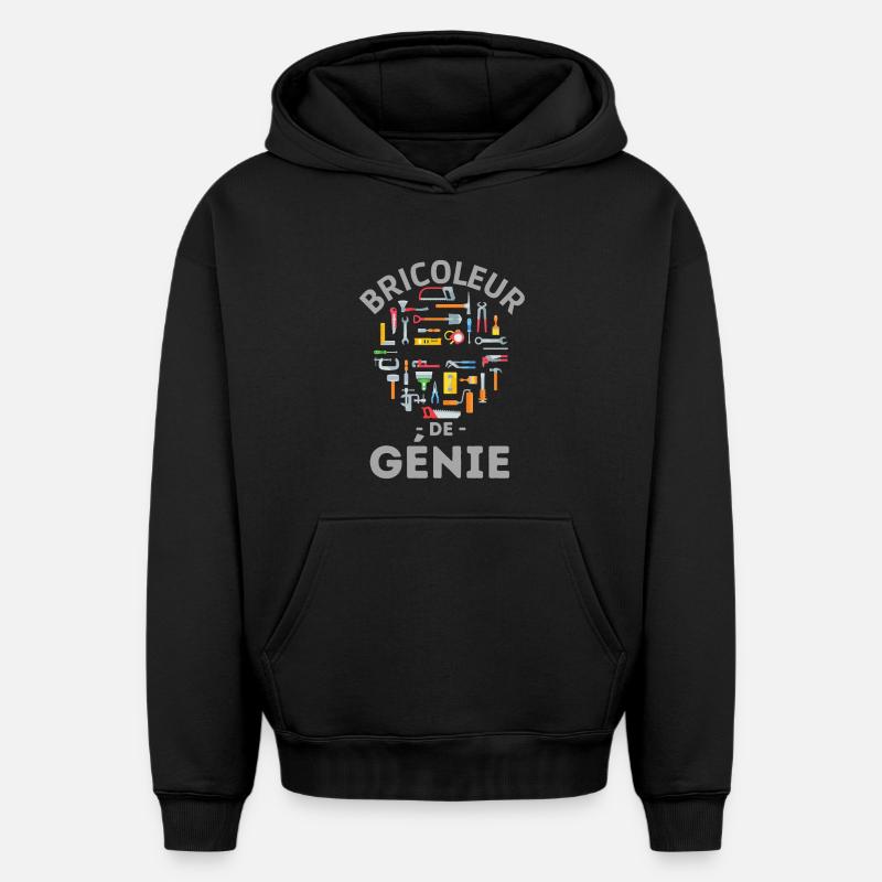 Bricoleur de génie - Sweat à capuche unisexe oversize épais SPREAD - noir