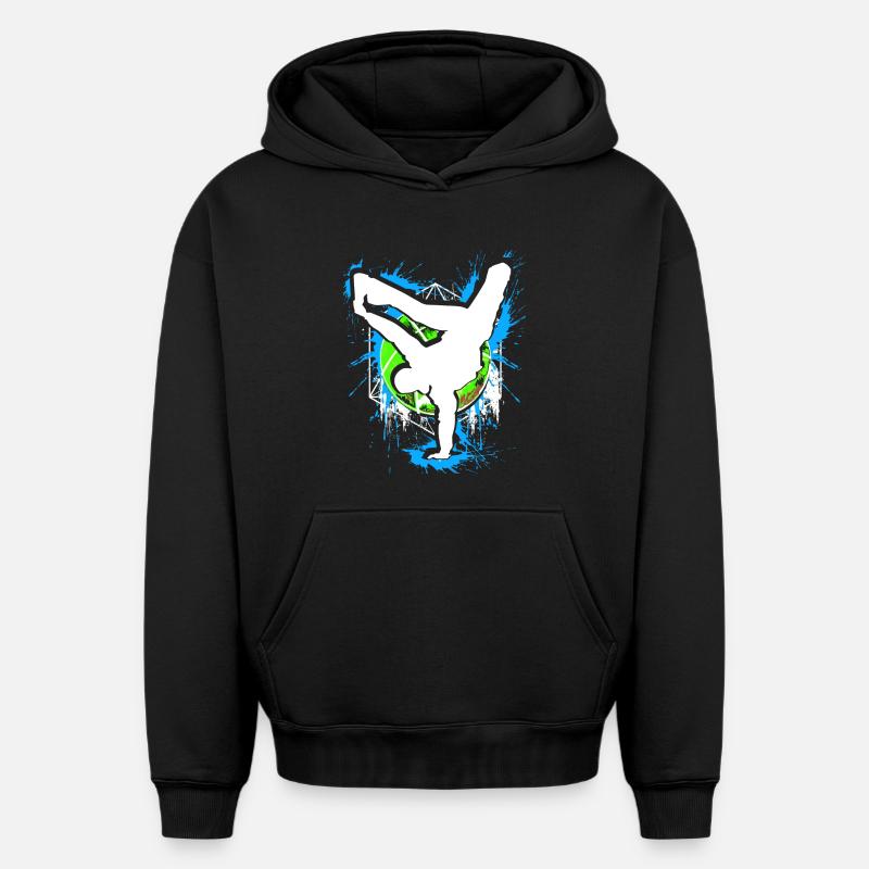 Breakdance - Breakdancer - Breakdancing - BBoy - Sweat à capuche unisexe oversize épais SPREAD - noir