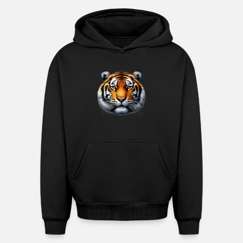 Tigre - Sweat à capuche unisexe oversize épais SPREAD - noir