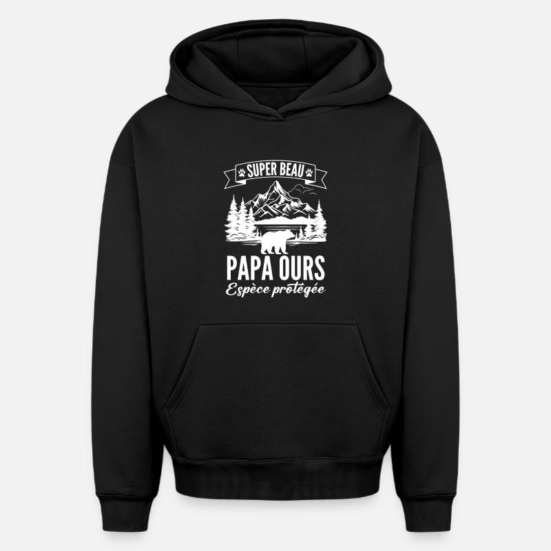 Super beau papa ours - Sweat à capuche unisexe oversize épais SPREAD - noir