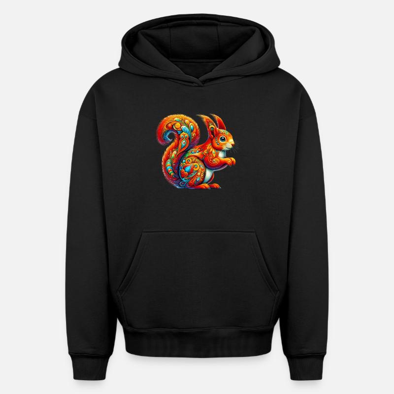 Écureuil - Sweat à capuche unisexe oversize épais SPREAD - noir