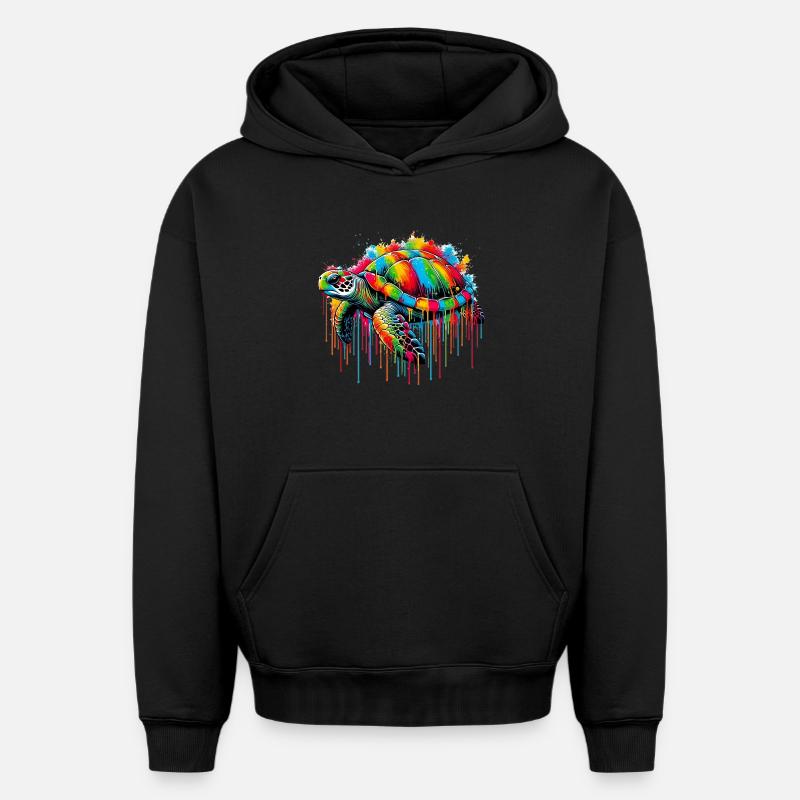 Tortue - Sweat à capuche unisexe oversize épais SPREAD - noir