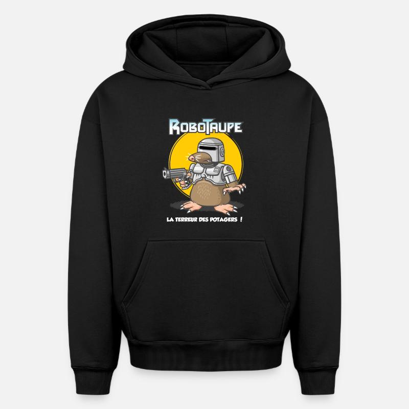 Robotaupe - Sweat à capuche unisexe oversize épais SPREAD - noir