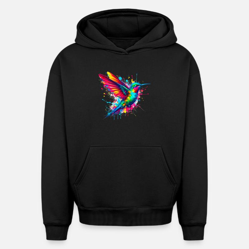 Colibri - Sweat à capuche unisexe oversize épais SPREAD - noir