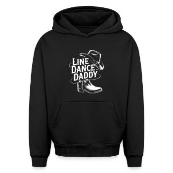 Style Daddy Cowboy en ligne - Sweat à capuche unisexe oversize épais SPREAD - noir - Devant - AI Model Female 172 light (172cm) & AI Model Male 185 light (185cm)