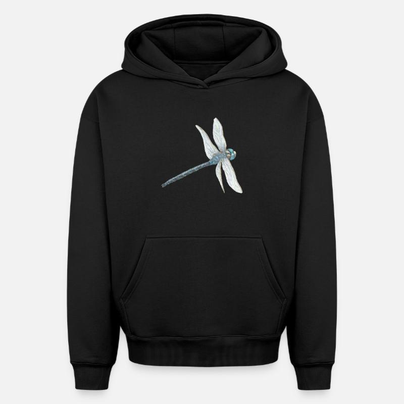 Illustration de libellule sarcelle - Sweat à capuche unisexe oversize épais SPREAD - noir
