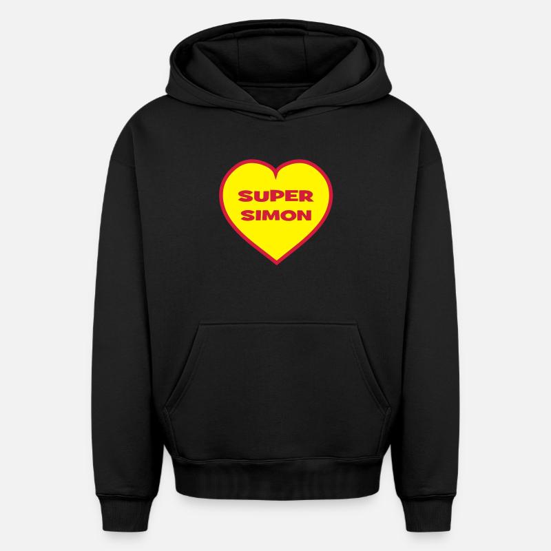 Super Simon - Sweat à capuche unisexe oversize épais SPREAD - noir