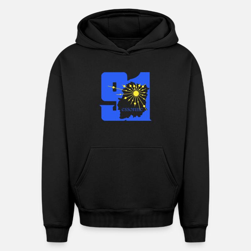 Essonne - Sweat à capuche unisexe oversize épais SPREAD - noir