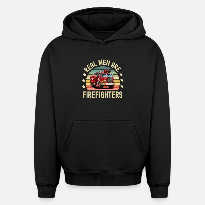 Pompiers - Sweat à capuche unisexe oversize épais SPREAD - noir