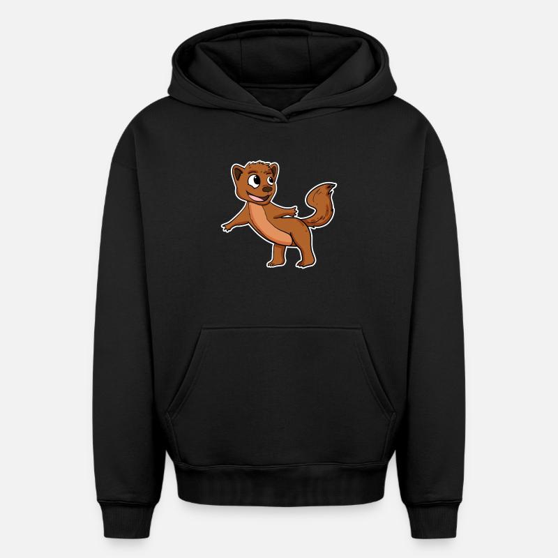 Martre belette - Sweat à capuche unisexe oversize épais SPREAD - noir