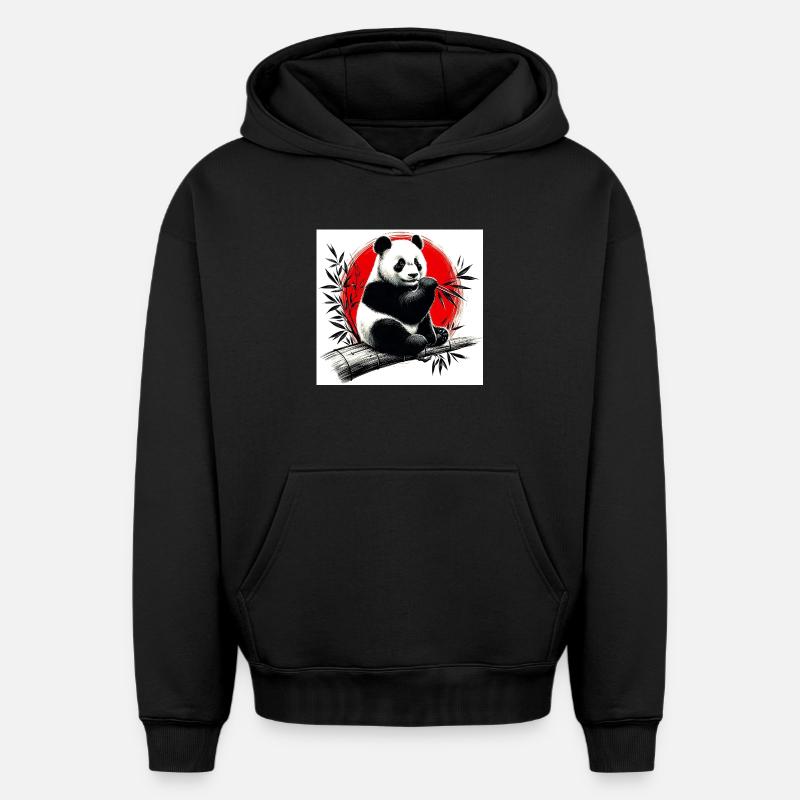 Panda - Sweat à capuche unisexe oversize épais SPREAD - noir