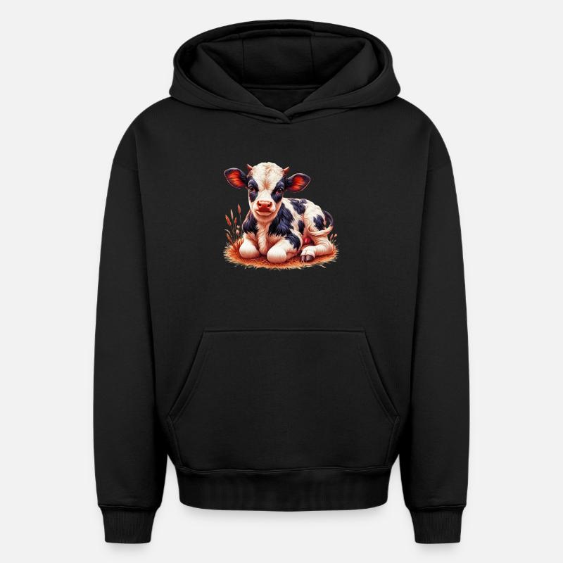 Vache - Sweat à capuche unisexe oversize épais SPREAD - noir