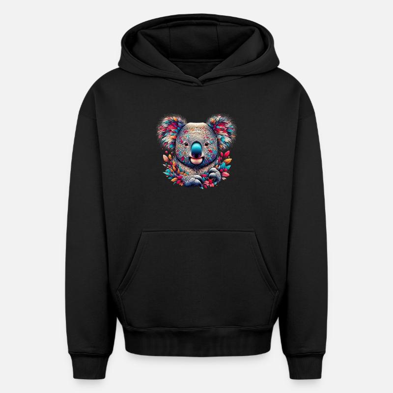 Koala - Sweat à capuche unisexe oversize épais SPREAD - noir