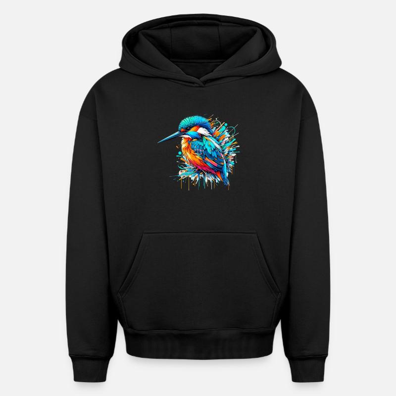 Martin-pêcheur - Sweat à capuche unisexe oversize épais SPREAD - noir