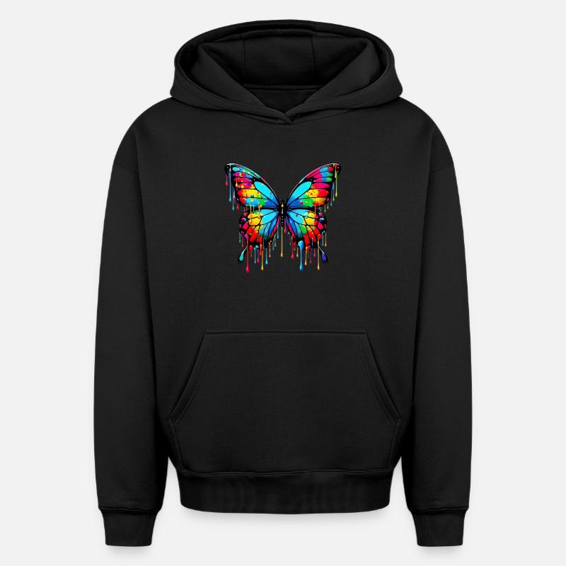 Papillon - Sweat à capuche unisexe oversize épais SPREAD - noir