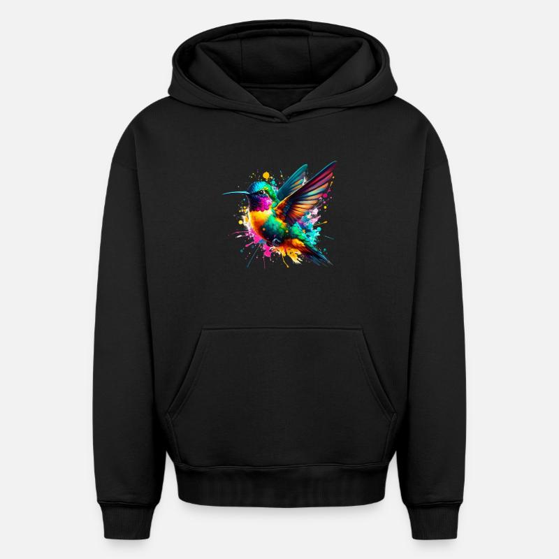 Colibri - Sweat à capuche unisexe oversize épais SPREAD - noir