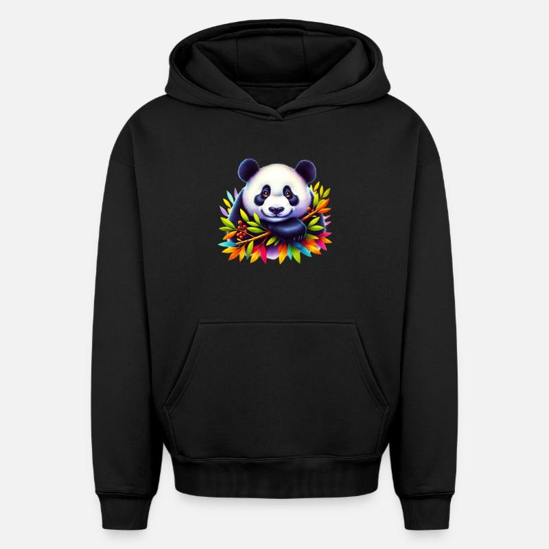 Panda - Sweat à capuche unisexe oversize épais SPREAD - noir