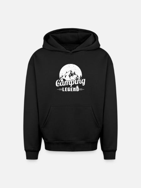 Mountain Camping Legend Design - Oversized Heavyweight Unisex Hoodie - black