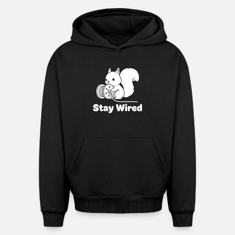 Écureuil Reste Câblé - Sweat à capuche unisexe oversize épais SPREAD - noir