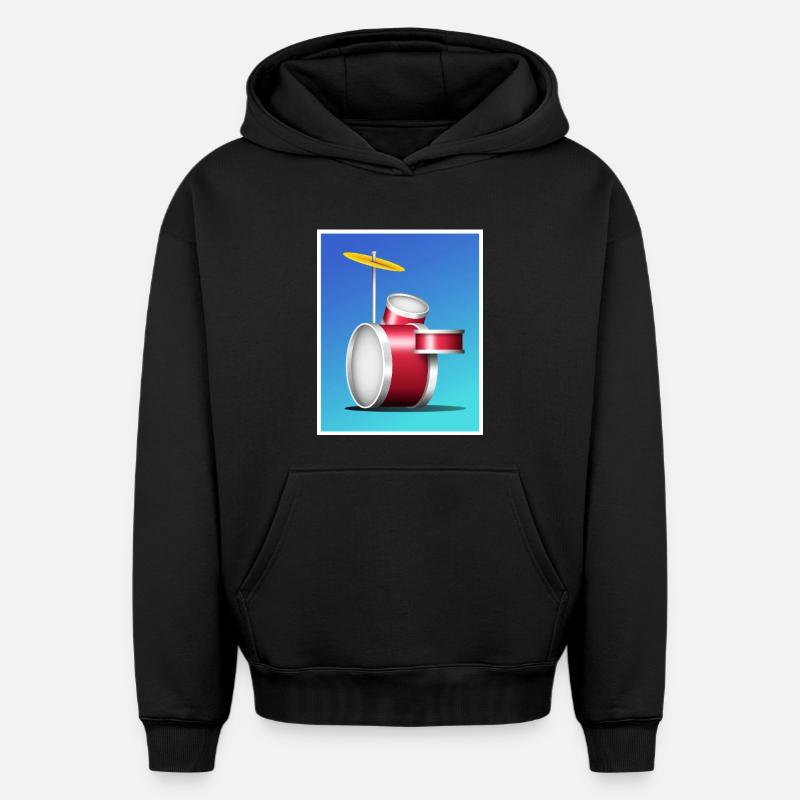 Batterie rouge de dessin animé - Sweat à capuche unisexe oversize épais SPREAD - noir