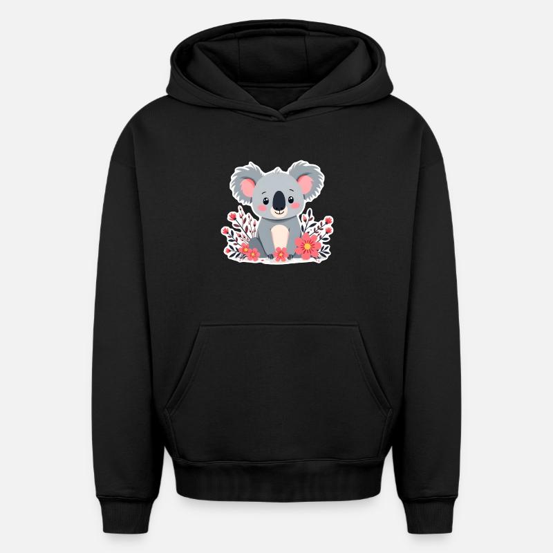 Koala - Sweat à capuche unisexe oversize épais SPREAD - noir