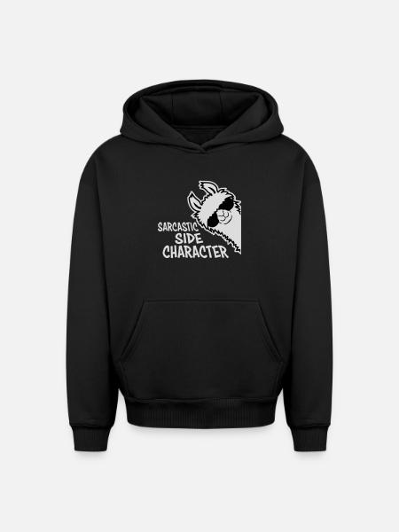 Llama Alpaca Sarcastic Side Character Sarcastic - Oversized Heavyweight Unisex Hoodie - black