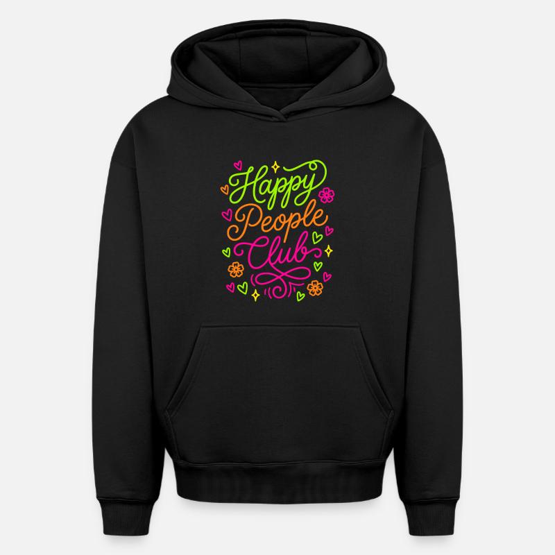 Club des Gens Heureux - Sweat à capuche unisexe oversize épais SPREAD - noir