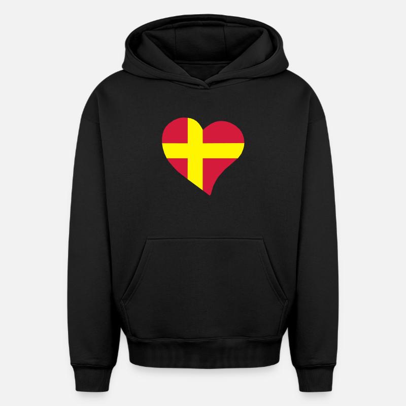  cœur - Sweat à capuche unisexe oversize épais SPREAD - noir