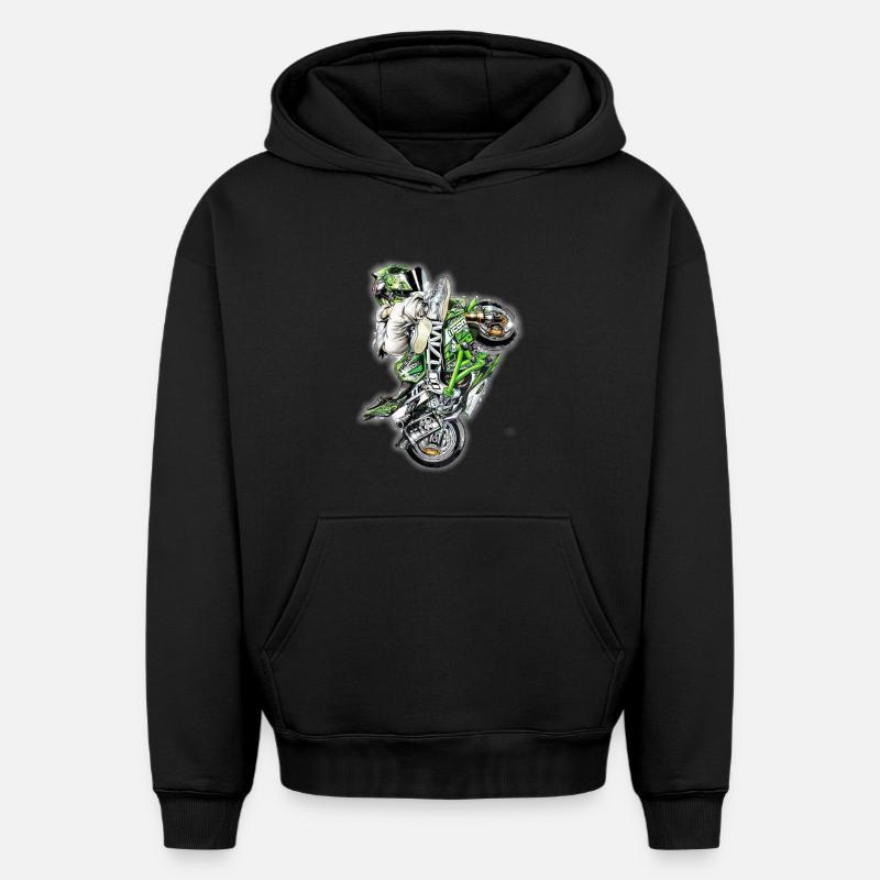 Stunt Biker - Sweat à capuche unisexe oversize épais SPREAD - noir