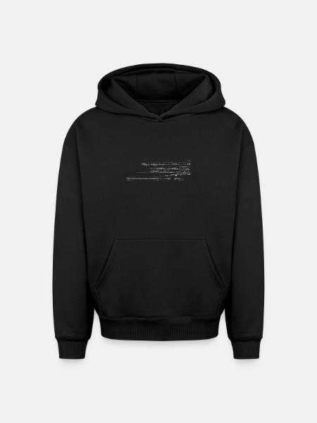 Abstract motif - line / white - Oversized Heavyweight Unisex Hoodie - black