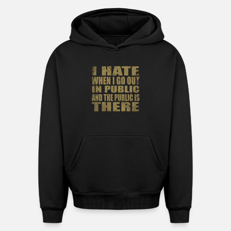 Citation sympa - Sweat à capuche unisexe oversize épais SPREAD - noir
