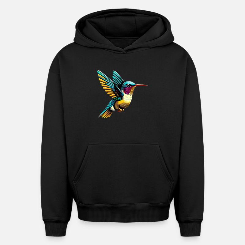 Colibri - Sweat à capuche unisexe oversize épais SPREAD - noir