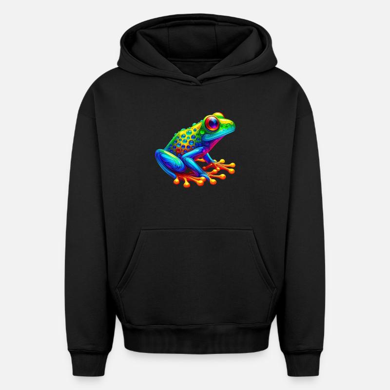 Grenouille - Sweat à capuche unisexe oversize épais SPREAD - noir