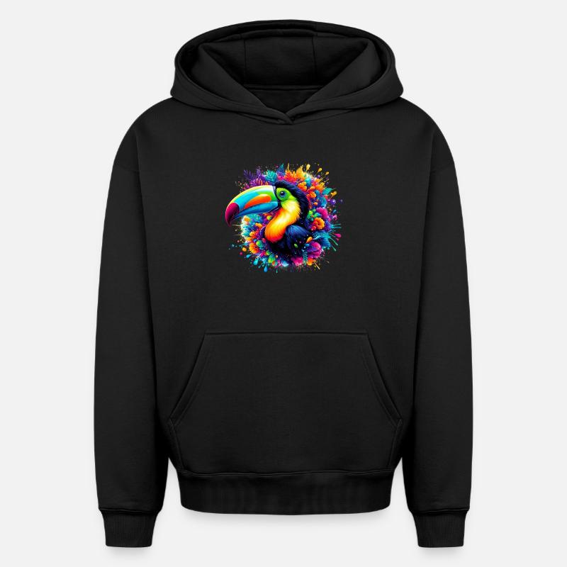 Toucan - Sweat à capuche unisexe oversize épais SPREAD - noir