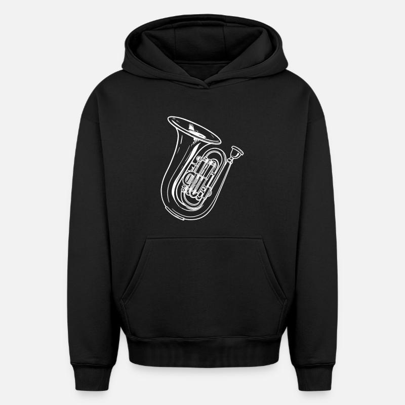 Dessin de tuba - Sweat à capuche unisexe oversize épais SPREAD - noir