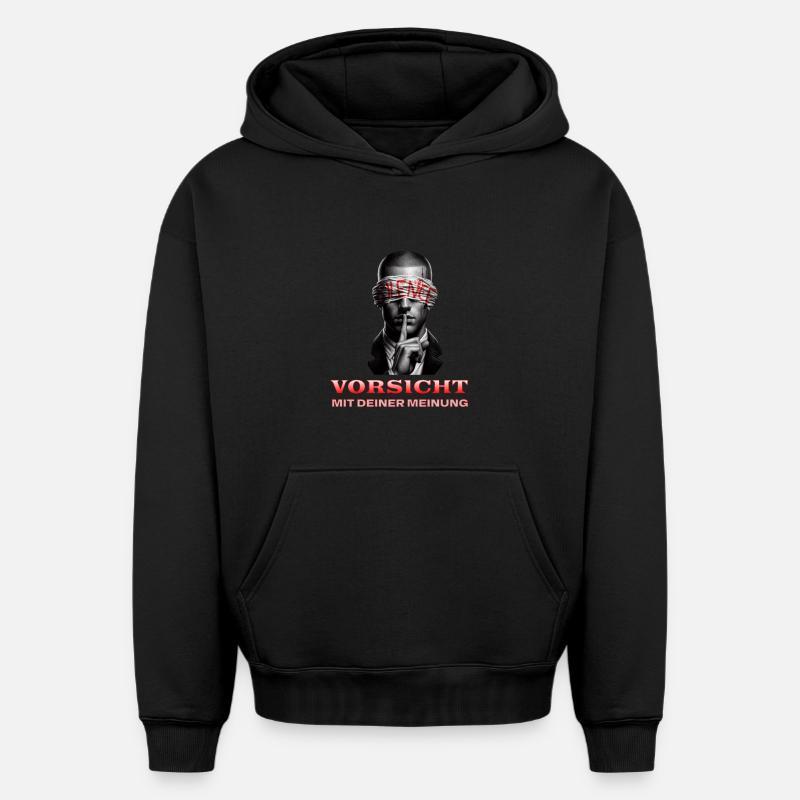 Vorsicht, Subtile Botschaft mit Augenbinde - Oversized Heavyweight Unisex Hoodie - Schwarz