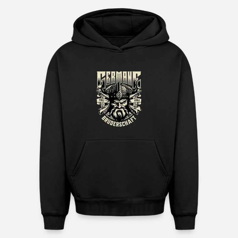 Fraternité nordique Germane - Sweat à capuche unisexe oversize épais SPREAD - noir