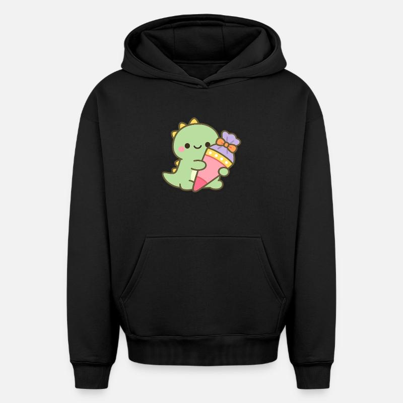 Schulkind Dino Einschulung Geschenk - Oversized Heavyweight Unisex Hoodie - Schwarz