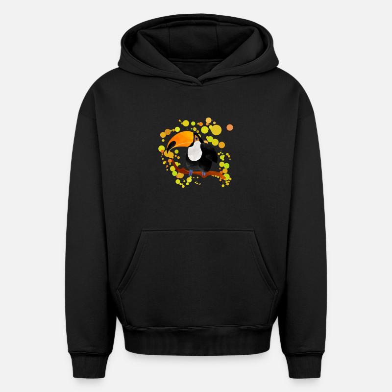 Toucan - Sweat à capuche unisexe oversize épais SPREAD - noir