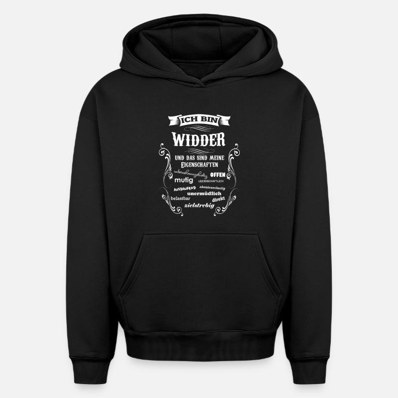 WIDDER - STERNZEICHEN - Oversized Heavyweight Unisex Hoodie - Schwarz