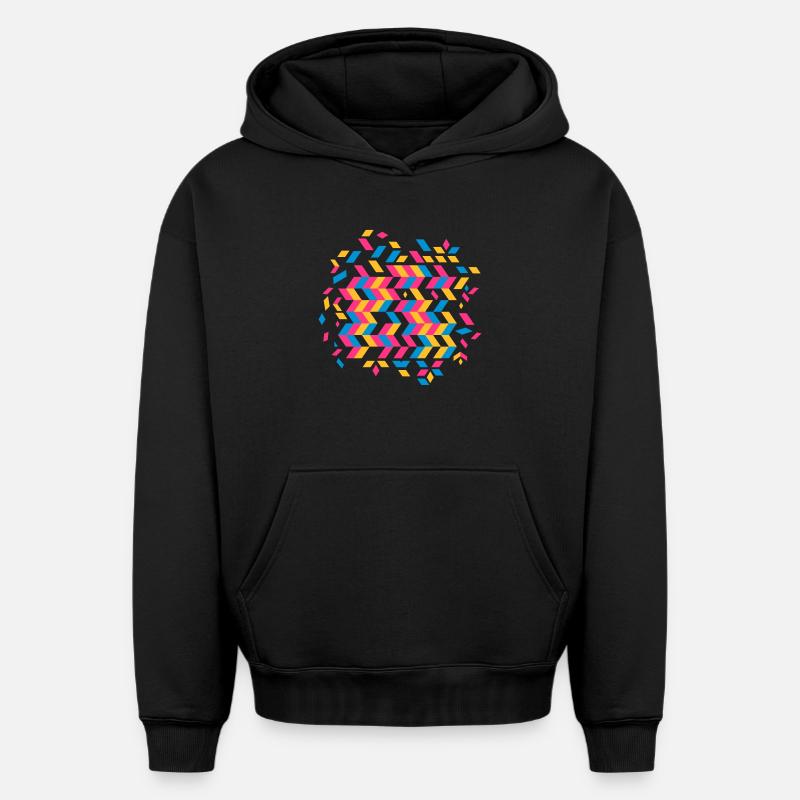 A herringbone pattern - Oversized Heavyweight Unisex Hoodie - black