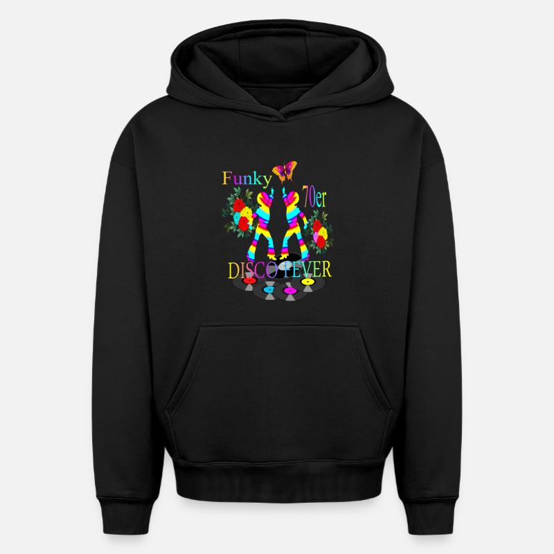 Disco Fièvre 70 - Sweat à capuche unisexe oversize épais SPREAD - noir