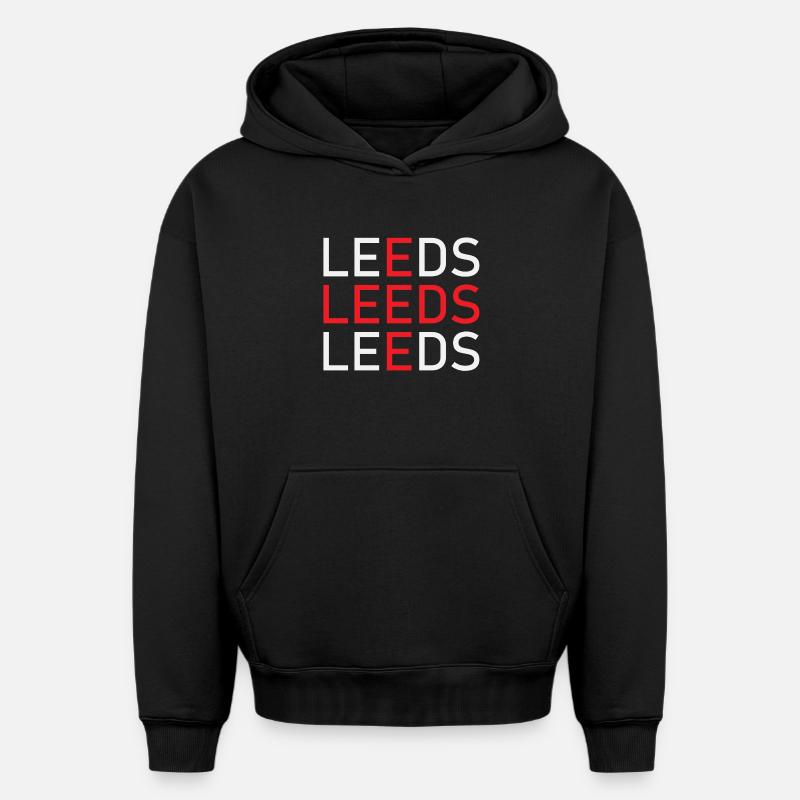 leeds - Sweat à capuche unisexe oversize épais SPREAD - noir