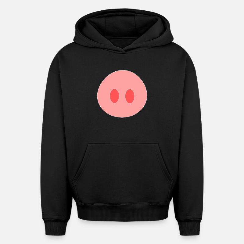 Cochon - Sweat à capuche unisexe oversize épais SPREAD - noir