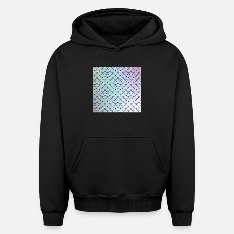 Motif d’écailles de poisson aquarelle - Sweat à capuche unisexe oversize épais SPREAD - noir