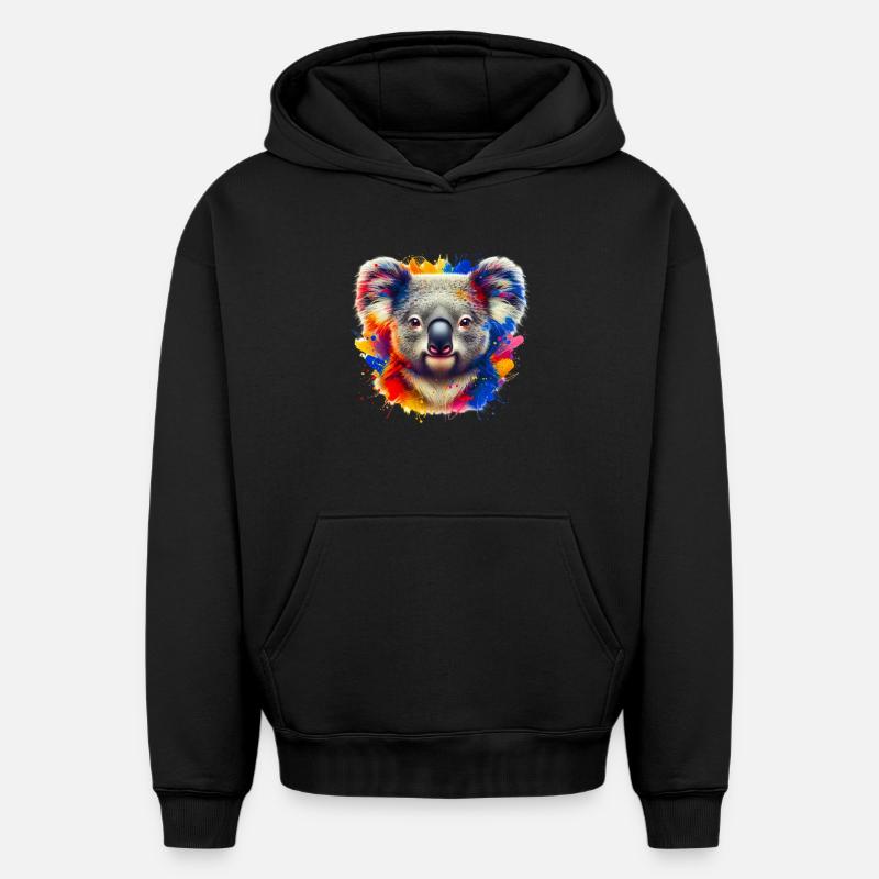 Koala - Sweat à capuche unisexe oversize épais SPREAD - noir