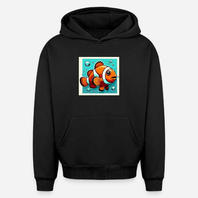 Poisson-clown - Sweat à capuche unisexe oversize épais SPREAD - noir