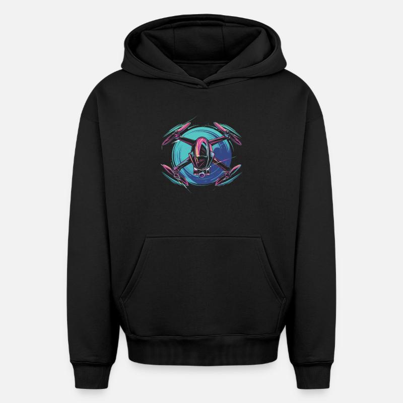 Dynamic Drone - Oversized Heavyweight Unisex Hoodie - Schwarz