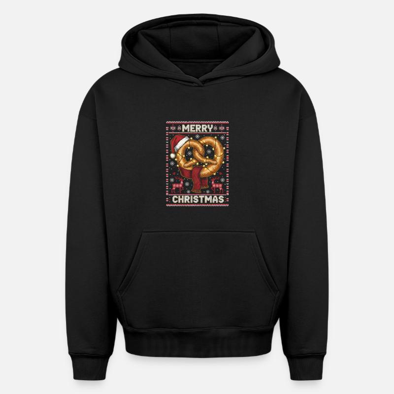 Bretzel de Noël - Sweat à capuche unisexe oversize épais SPREAD - noir